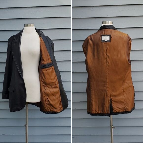 Lone Pine Buttery Soft Black Lambskin Leather One Button Blazer Jacket Coat 40 - Picture 4 of 9